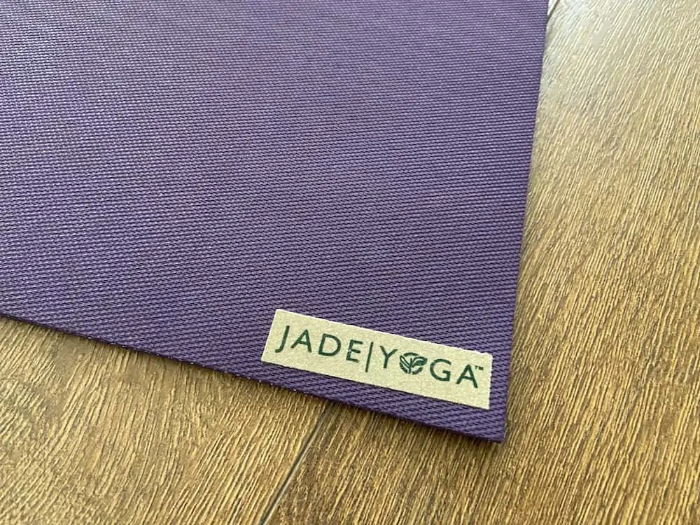 close up of the jade yoga mat to show the texture of the mat