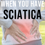 man holding his back in pain with text overlay avoid this when you have sciatica