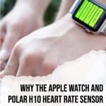 a man tying his shoes for a workout wearing an apple watch with text overlay why the apple watch and polar h10 sensor are an accurate combination