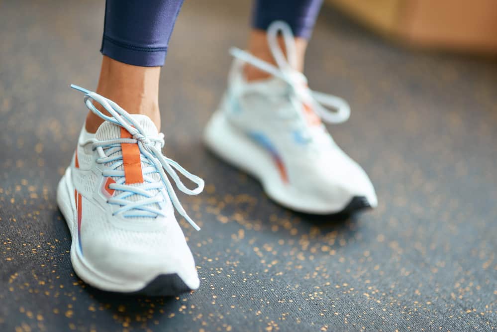 woman wearing running shoes